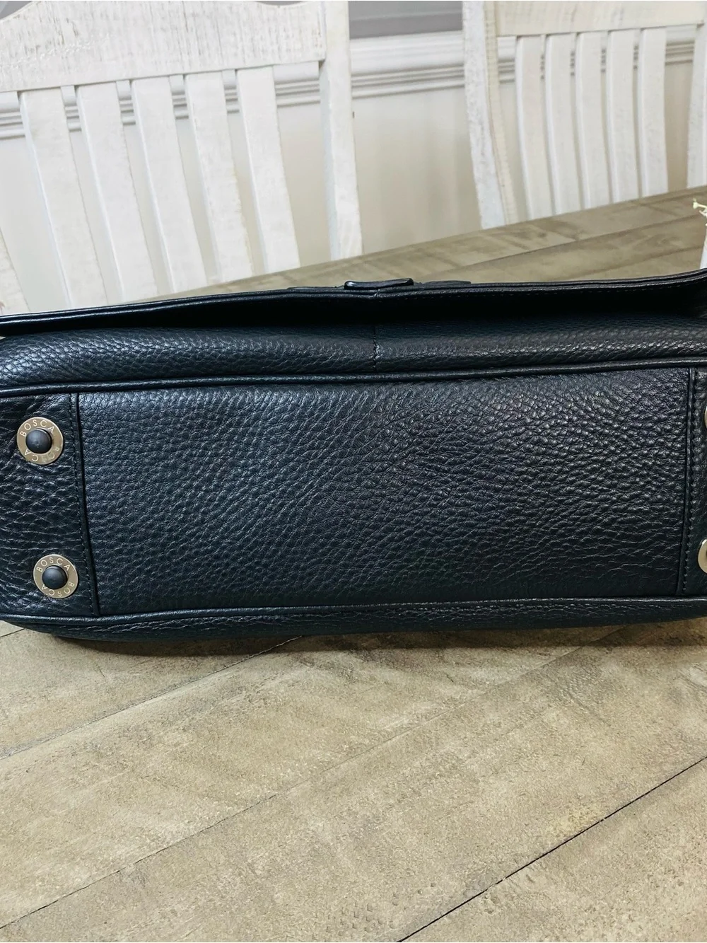 Bosca Tribeca Black Leather Messenger Bag Made In Italy